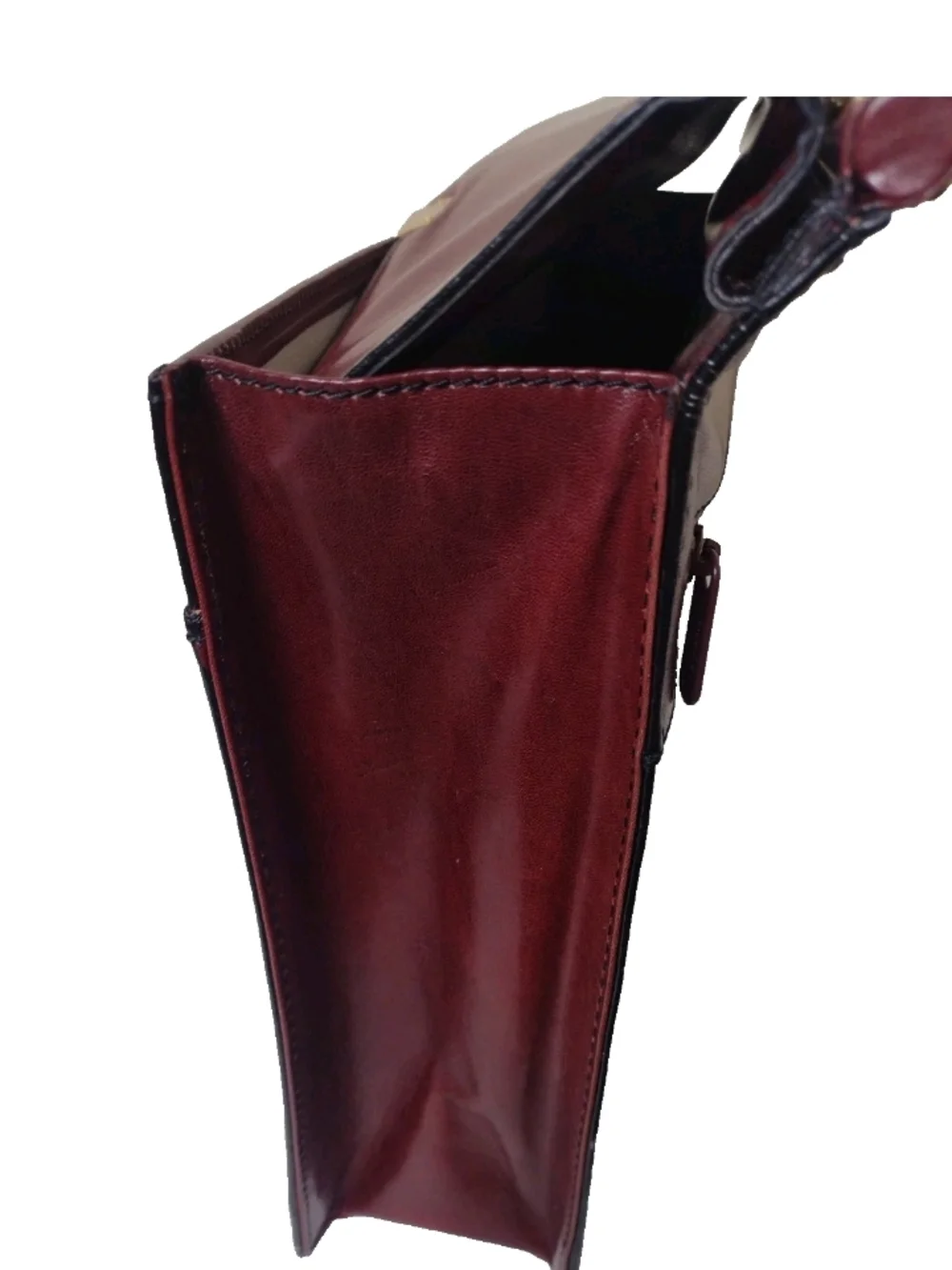 Classic Burgundy Leather Briefcase with Gold Hardware